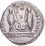 Denarius - Augustus, Gaius Caesar, and Lucius Caesar C L CAESARES AVGVSTI F COS DESIG PRINC IVVENT, Rome, 2 BC - 4 AD reverse image