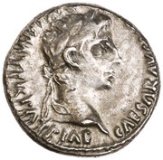 Denarius - Augustus and Tiberius TI CAESAR AVG F TR POT XV obverse image