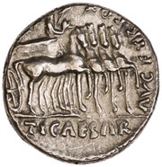 Denarius - Augustus and Tiberius TI CAESAR AVG F TR POT XV, Rome, 13-14 reverse image