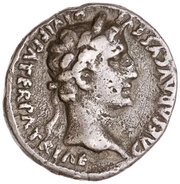 Denarius - Augustus and Tiberius TI CAESAR AVG F TR POT XV obverse image