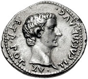 Denarius - Augustus and Tiberius TI CAESAR AVG F TR POT XV, Rome, 13-14 reverse image
