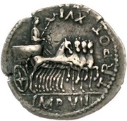 Denarius - Tiberius TR POT XVI IMP VII, Rome, 14-15 reverse image