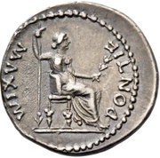 Denarius - Tiberius PONTIF MAXIM, Rome, 14-37 reverse image