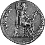 Denarius - Tiberius PONTIF MAXIM, Rome, 14-37 reverse image