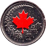 25 Cents - Elizabeth II Canada Day, Canada, 2004 reverse image