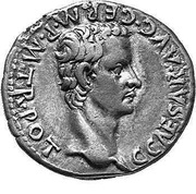 Denarius - Caligula and Augustus DIVVS AVG PATER PATRIAE obverse image