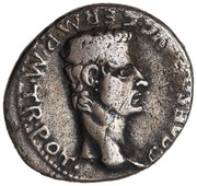 Denarius - Caligula and Augustus DIVVS AVG PATER PATRIAE obverse image