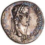 Denarius - Caligula and Augustus DIVVS AVG PATER PATRIAE obverse image