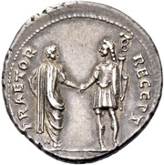 Denarius - Claudius PRAETOR RECEPT, Rome, 41-42 reverse image