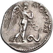 Denarius - Claudius PACI AVGVSTAE; Pax and Nemesis, Rome, 43-44 reverse image