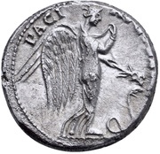Denarius - Claudius PACI AVGVSTAE; Pax and Nemesis, Rome, 50-51 reverse image