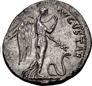Denarius - Claudius PACI AVGVSTAE; Pax and Nemesis, Rome, 50-51 reverse image