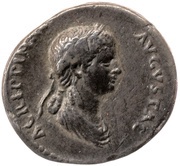 Denarius - Agrippina the Younger and Nero NERO CLAVD CAES DRVSVS GERM PRINC IVVENT obverse image