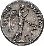 Denarius - Claudius PACI AVGVSTAE; Pax and Nemesis, Rome, 51-52 reverse image