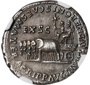 Denarius - Nero, Agrippina the Younger, Claudius, and Augustus AGRIPP AVG DIVI CL AVD NERONIS CAES MATER EX S C, Rome, 55 reverse image