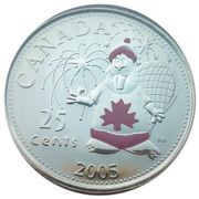 25 Cents - Elizabeth II Canada Day, Canada, 2005 reverse image