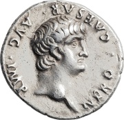 Denarius - Nero PONTIF MAX TR P VII COS IIII P P EX S C; Virtus obverse image