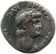 Denarius - Nero PONTIF MAX TR P VIIII COS IIII P P EX S C; Virtus obverse image
