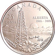 25 Cents - Elizabeth II Alberta, Canada, 2005 reverse image