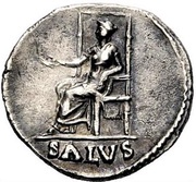Denarius - Nero SALVS; Salus, Rome, 67-68 reverse image