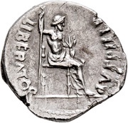 Denarius IVPPITER LIBERATOR; Roma and Jupiter, Rome, 68 reverse image