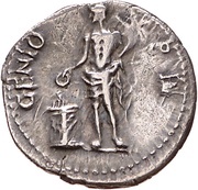 Denarius GENIO P R; Jupiter and Genius, Rome, 68-69 reverse image