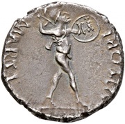 Denarius MARTI VLTORI; Genius and Mars, Rome, 68-69 reverse image