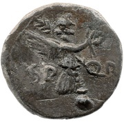 Denarius S P Q R; Victory, Rome, 68-69 reverse image