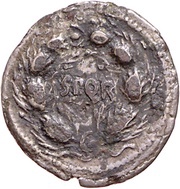 Denarius S P Q R; Mars, Rome, 68-69 reverse image