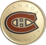 25 Cents - Elizabeth II Montreal Canadiens, Canada, 2006 reverse image