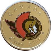 25 Cents - Elizabeth II Ottawa Senators, Canada, 2006 reverse image