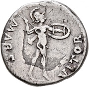 Denarius MARS VLTOR; Genius and Mars, Rome, 68-69 reverse image