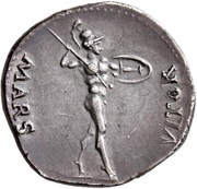 Denarius MARS VLTOR; Genius and Mars, Rome, 68-69 reverse image