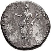 Denarius FLORENTE FORTVNA P R; Hercules and Fortuna, Rome, 68-69 reverse image
