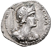 Denarius IVPPITER CVSTOS; Roma and Jupiter obverse image