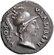 Denarius IVPPITER LIBERATOR; Roma and Jupiter obverse image