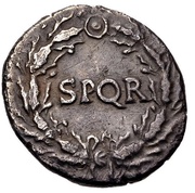 Denarius S P Q R; Victory, Rome, 68-69 reverse image