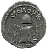 Denarius GENIO P R; Vulcan, Rome, 68-69 reverse image