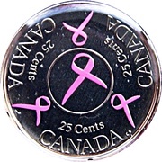 25 Cents - Elizabeth II Pink Ribbons, Canada, 2006 reverse image