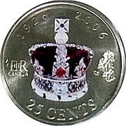 25 Cents - Elizabeth II Queen's 80th Birthday, Canada, 2006 reverse image