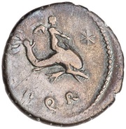 Denarius - Augustus S P Q R; Cupid, Rome, 68-69 reverse image
