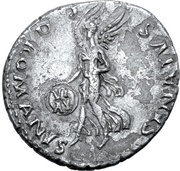 Denarius - Augustus SENATVS P Q ROMANVS; Victory, Rome, 68-69 reverse image