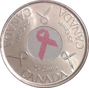 25 Cents - Elizabeth II Pink Ribbon reverse image