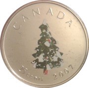 25 Cents - Elizabeth II Christmas Tree, Canada, 2007 reverse image