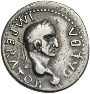 Denarius - Galba ROMA VICTRIX; Roma obverse image