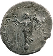 Denarius - Galba VICTORIA P R; Victory, Rome, 68-69 reverse image