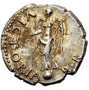 Denarius - Galba VICTORIA P R; Victory, Rome, 68-69 reverse image