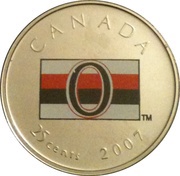 25 Cents - Elizabeth II Ottawa Senators, Canada, 2007 reverse image