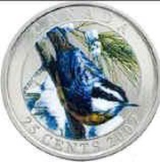 25 Cents - Elizabeth II Red-breasted Nuthatch, Canada, 2007 reverse image