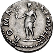 Denarius - Galba ROMA RENASCES; Roma and Victory, Rome, 68-69 reverse image